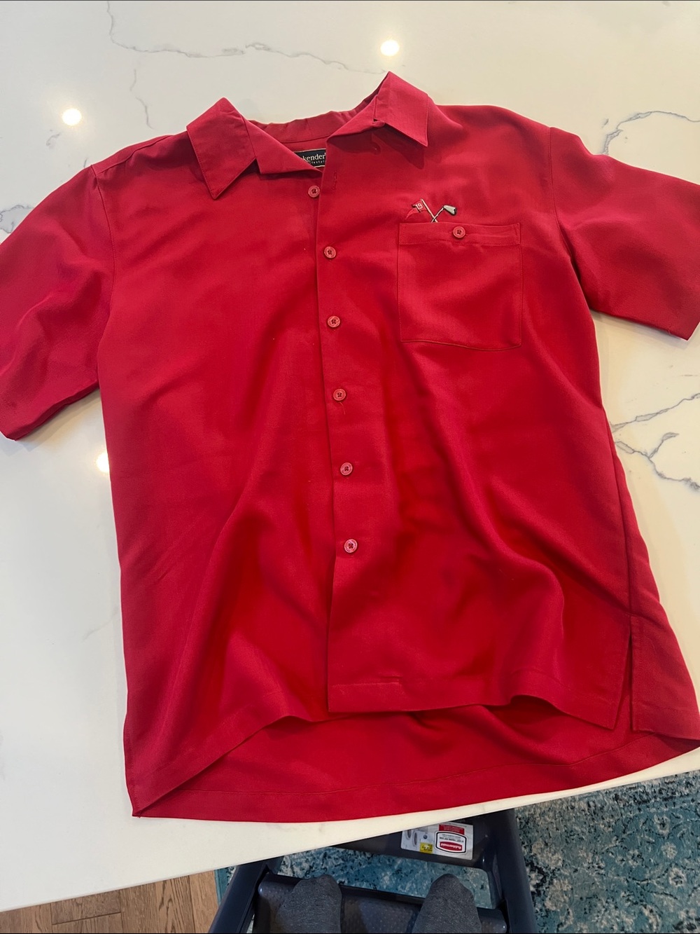 Weekenders Red Short-Sleeve Button-Down Shirt with Chest Pocket